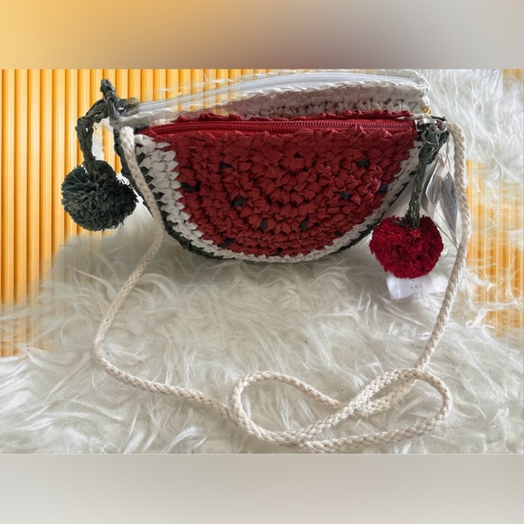Brand new with tags Cute Watermelon Woven Bag Embroidery Mini Straw Bag... - Picture 2 of 5